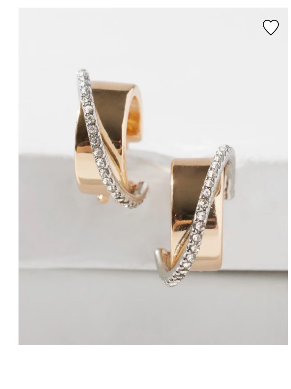 White House Black Market Crystal Pave Huggie Earrings - Gold with Silver